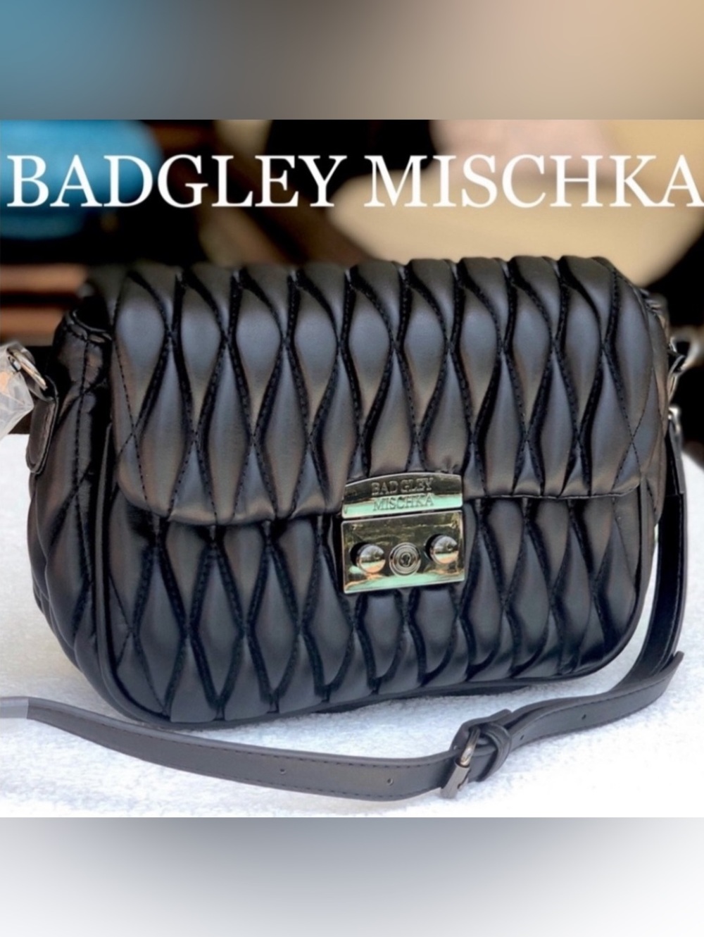 BADGLEY MISCHKA  QUILTED MESSENGER crossbody bag BLACK